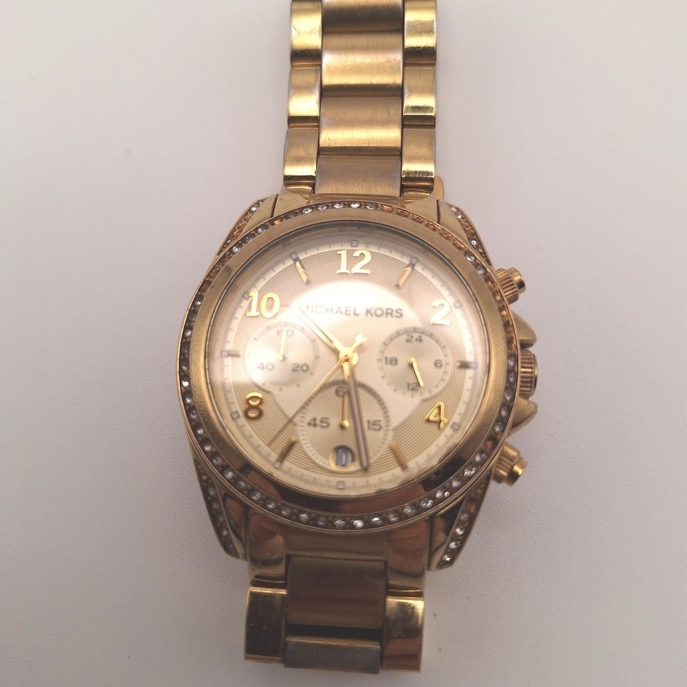 Michael Kors Blair Chronograph Watch model MK5166 missing stones NEEDS BATTERY